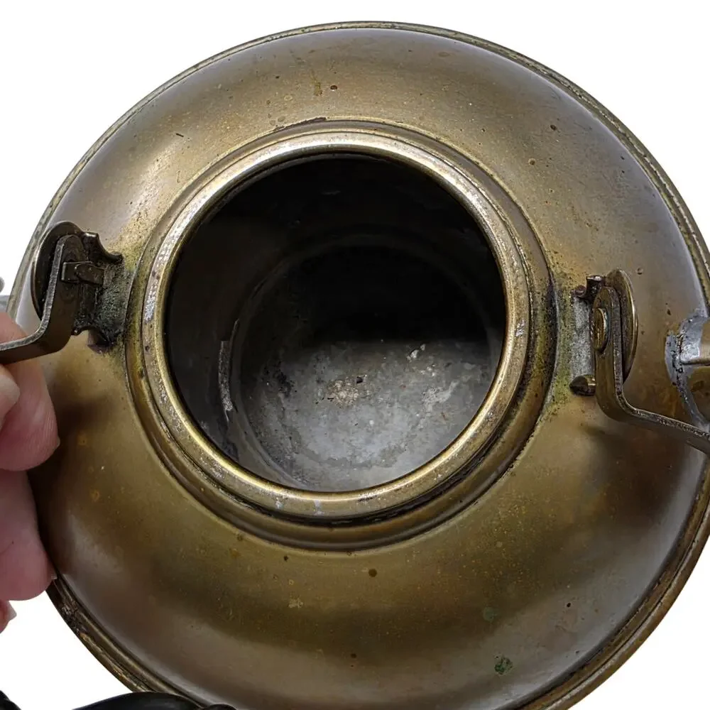 Vintage Brass Tea Kettle Wooden Handle Decorative Tin-Lined Small Teapot